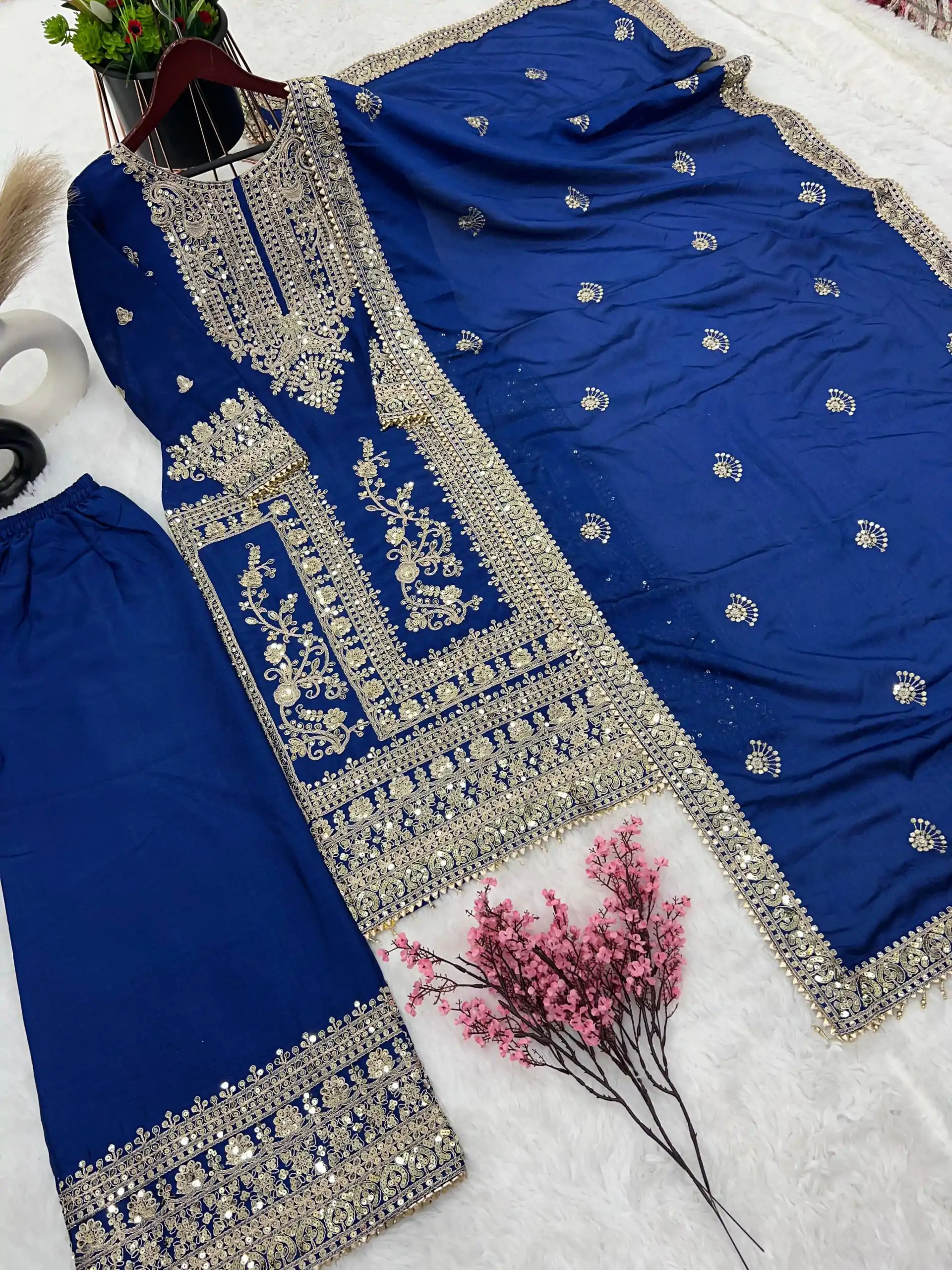 SRK 5146 Blue Color Pure Chinnon Silk Embroidery Coding Dori Salwar Suit Wedding, Party, Festive, Events Expected Delivery 4-6 Working Days @ 2199/- | Jump Suits, Casual Suits, Creative suits, Designer Suits, Palazzo Suits, Party Wear Suits, Patiala Suits, Salwar suit, Straight Suits