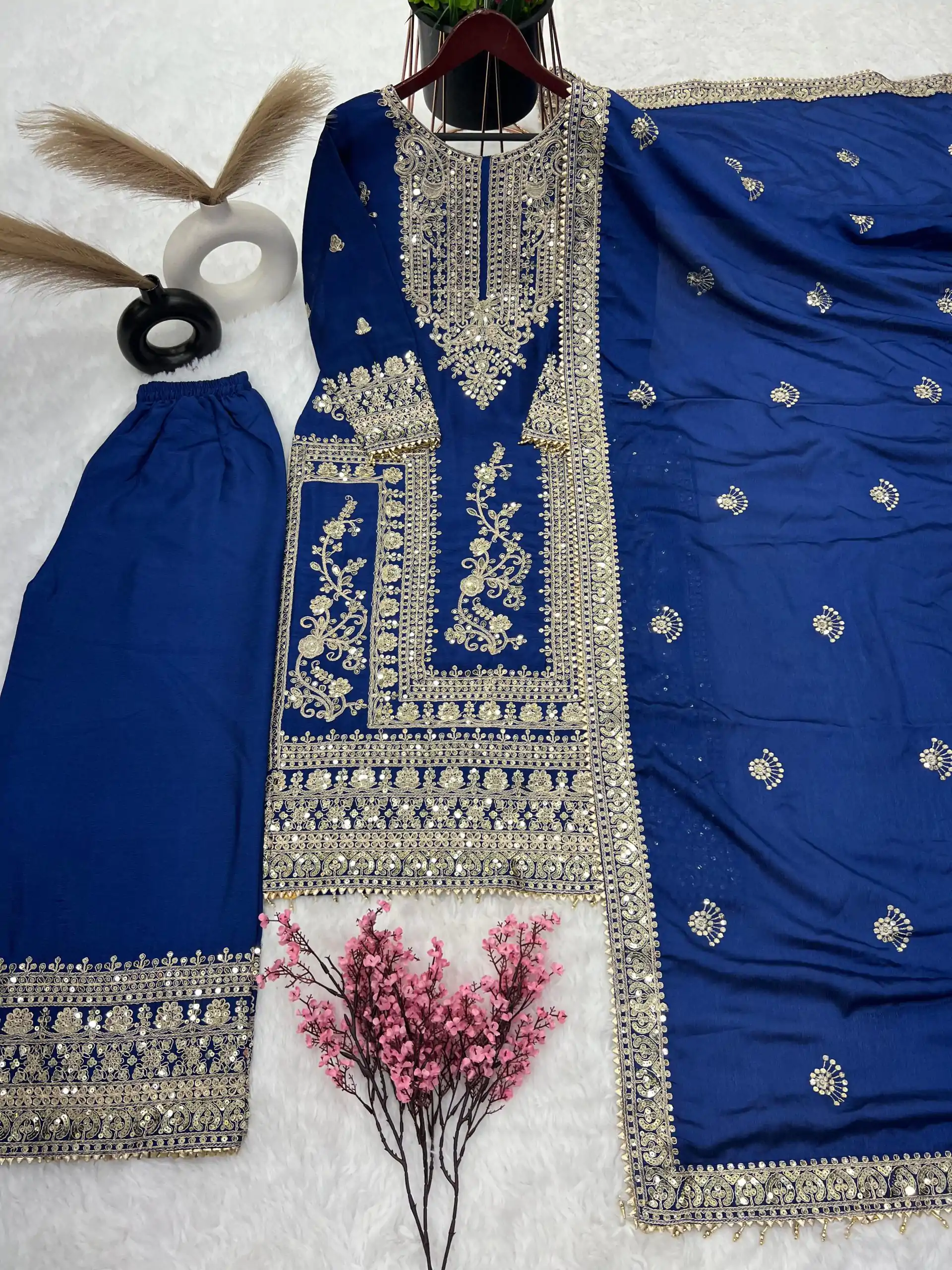 SRK 5146 Blue Color Pure Chinnon Silk Embroidery Coding Dori Salwar Suit Wedding, Party, Festive, Events Expected Delivery 4-6 Working Days @ 2199/- | Jump Suits, Casual Suits, Creative suits, Designer Suits, Palazzo Suits, Party Wear Suits, Patiala Suits, Salwar suit, Straight Suits