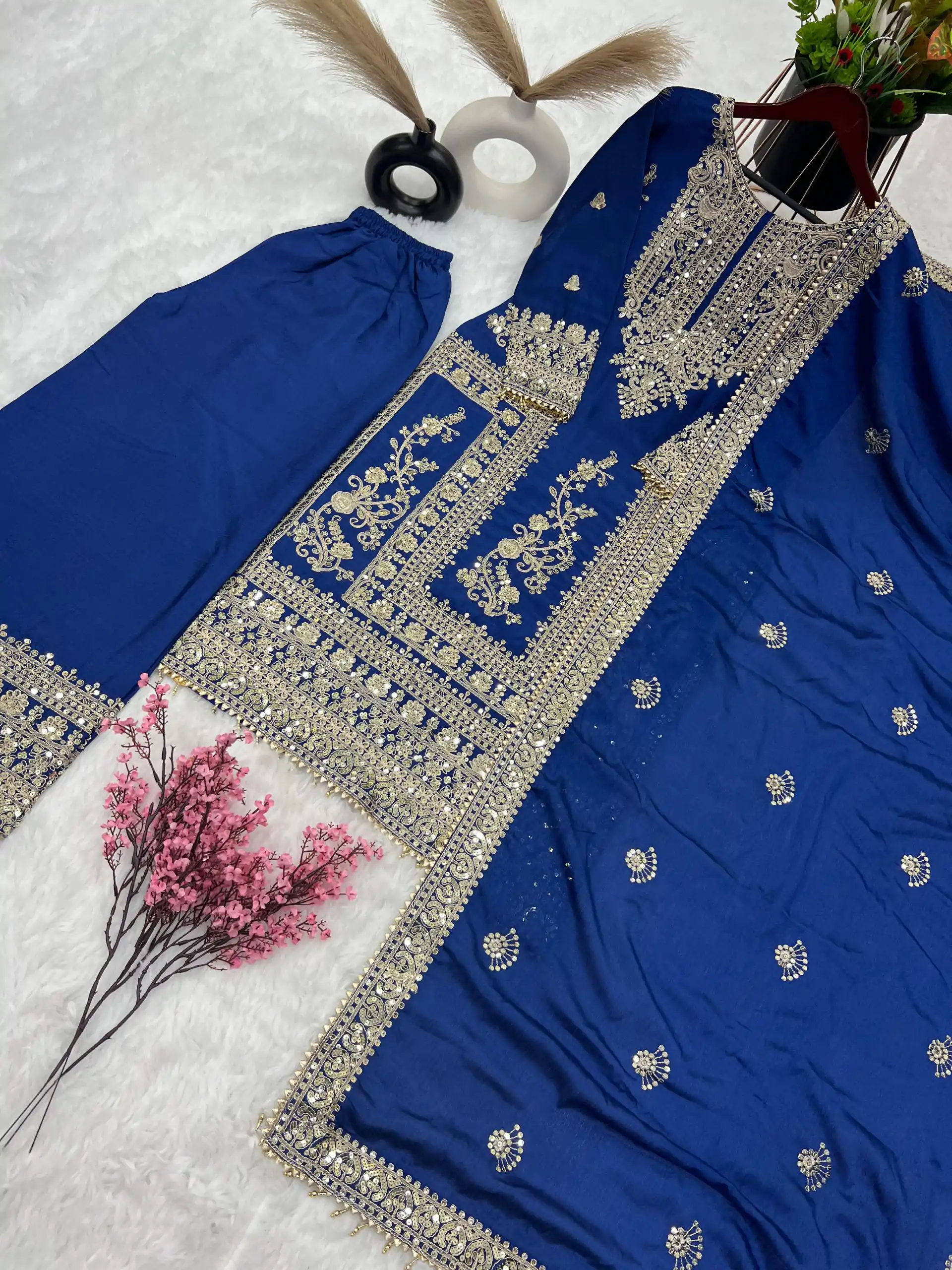 SRK 5146 Blue Color Pure Chinnon Silk Embroidery Coding Dori Salwar Suit Wedding, Party, Festive, Events Expected Delivery 4-6 Working Days @ 2199/- | Jump Suits, Casual Suits, Creative suits, Designer Suits, Palazzo Suits, Party Wear Suits, Patiala Suits, Salwar suit, Straight Suits