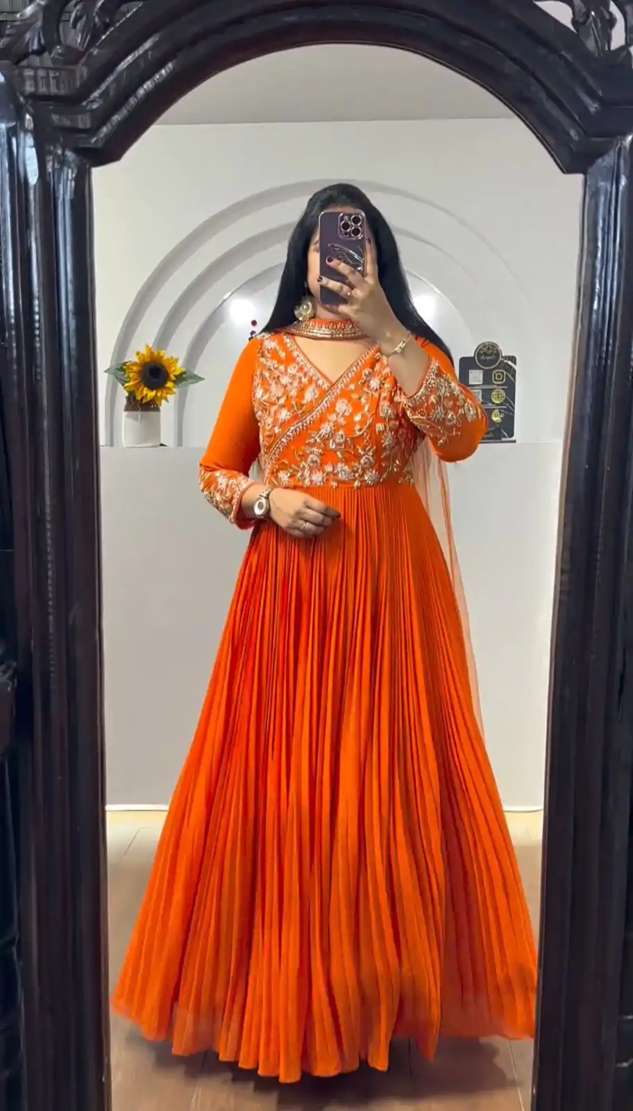 PC 421 Orange Color Fox Georgette Embroidery Sequence Gown Casual, Party Wear, Events, Festivals Wear Expected Delivery 4-6 Working Days @1629/- | Bollywood Gowns, Creative Gowns, Designer Gowns, Embroidered Gowns, Gowns, Party Wear Gowns