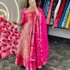 Fancy Pink Color Kota Silk Weaving Jacquard With Koti Gown