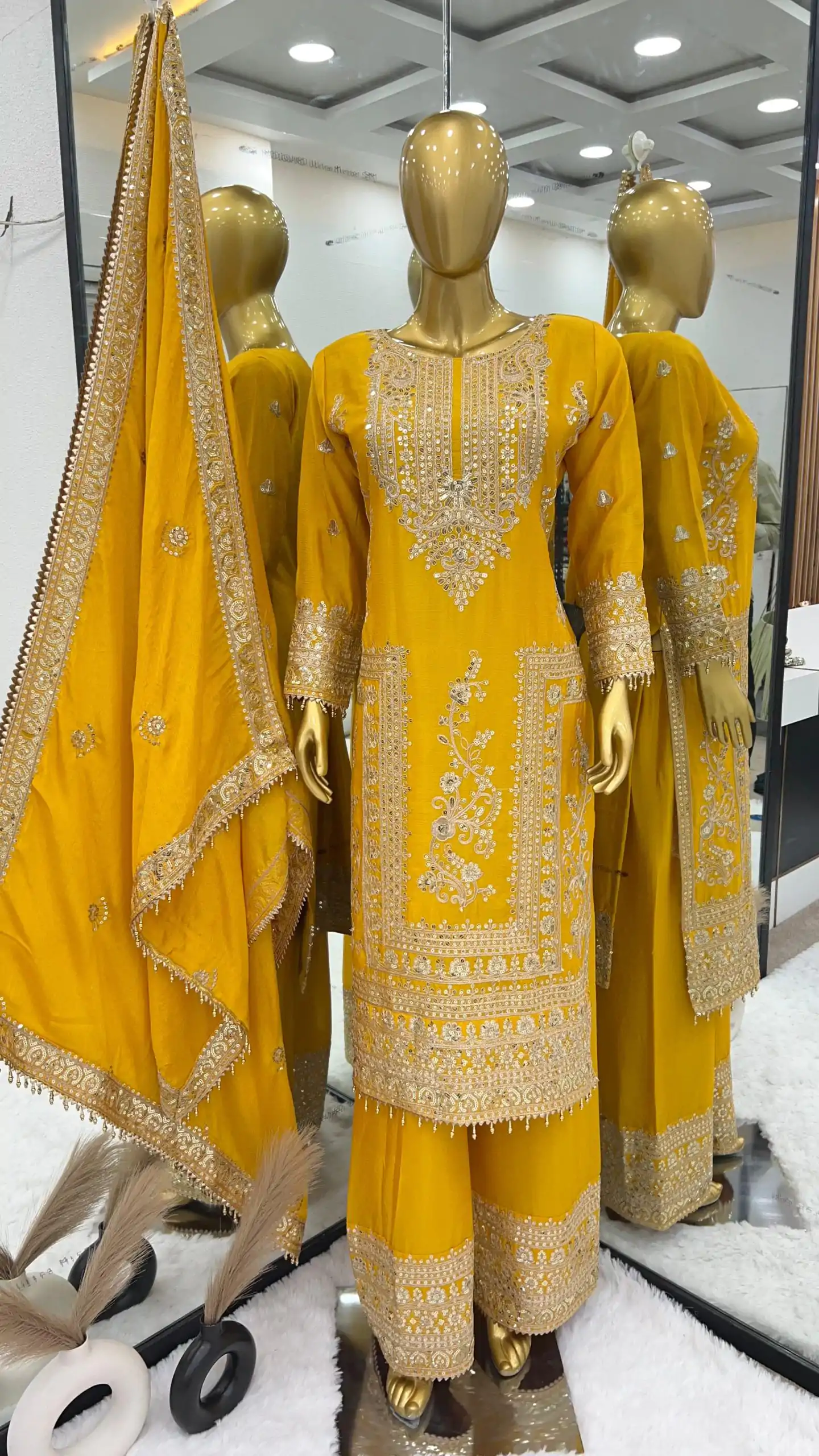 SRK 5146 Yellow Color Pure Chinnon Silk Embroidery Coding Dori Salwar Suit Wedding, Party, Festive, Events Expected Delivery 4-6 Working Days @ 2199/- | Jump Suits, Casual Suits, Creative suits, Designer Suits, Palazzo Suits, Party Wear Suits, Patiala Suits, Salwar suit, Straight Suits