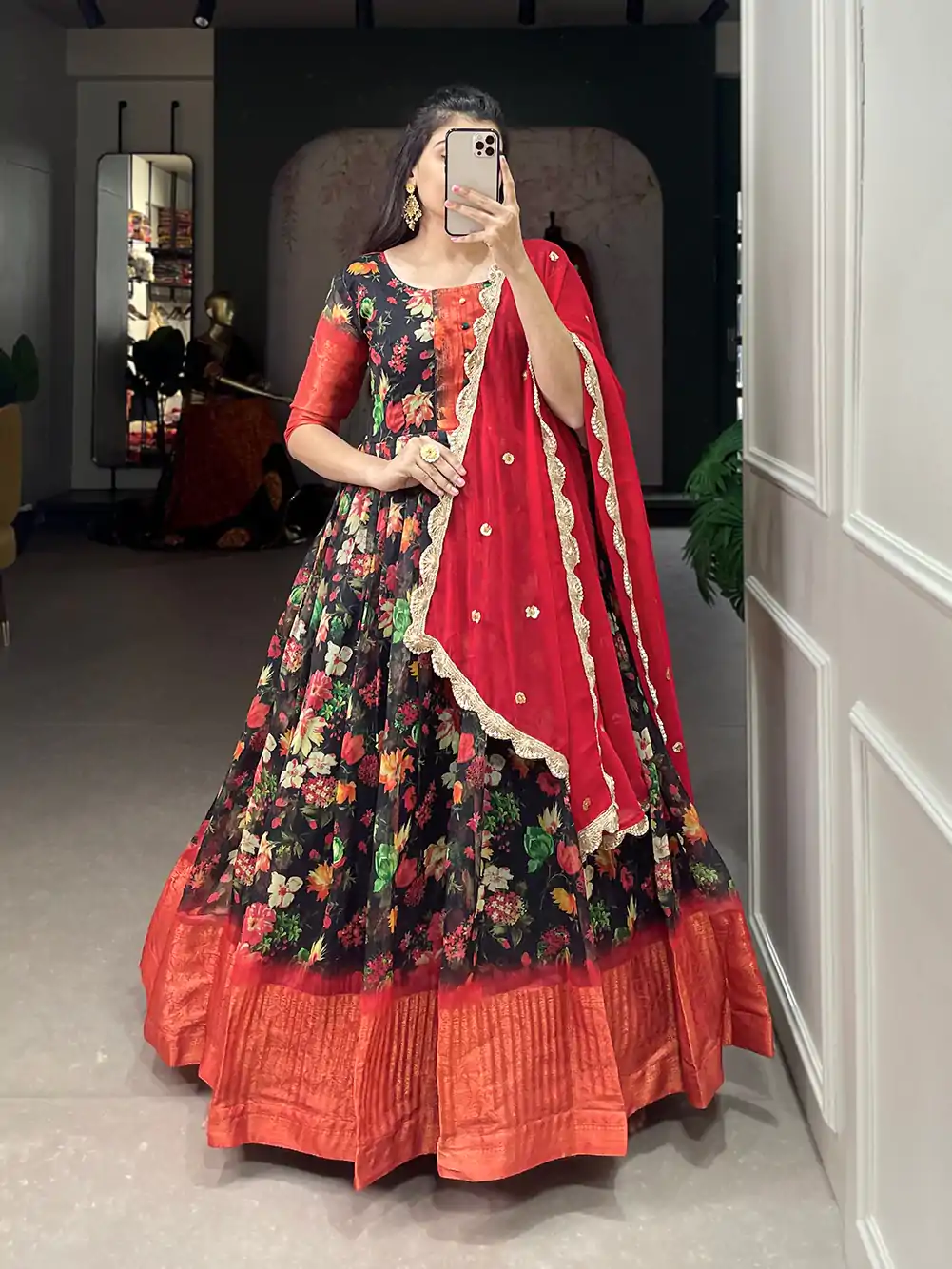 YNF 5022 Black Color Soft Chanderi Printed Weaving Work Gown Casual, Wedding, Festive, Events, Designer Party Wear, Delivery 4-6 Working Days @1899 | Bollywood Gowns, Creative Gowns, Designer Gowns, Embroidered Gowns, Gowns, Party Wear Gowns