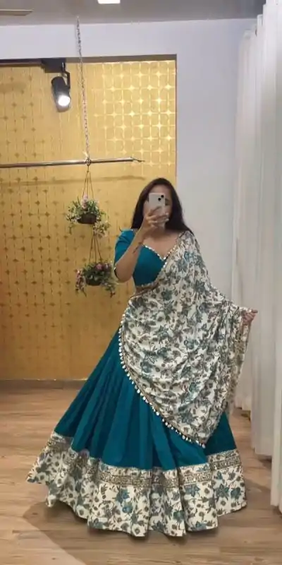 PC N06 Peacock Blue Color Pure Cotton Sequence Lehenga Choli Casual, Party Wear, Events, Festivals Wear Expected Delivery 4-6 Working Days @2179/- | Bollywood Lehenga, Creative Lehenga, Designer Lehenga, Embroidered Lehenga, Lehenga, Party Wear Lehenga