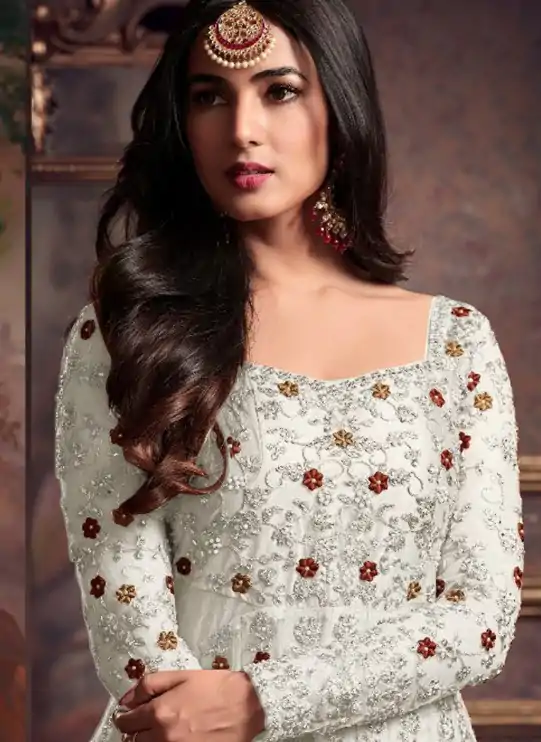 FC 5608 White Color Heavy Net Embroidery Sequence Salwar Suit Wedding, Party, Festive events, etc. Expected Delivery 4-6 Working Days @3199/- | Jump Suits, Casual Suits, Creative suits, Designer Suits, Palazzo Suits, Party Wear Suits, Patiala Suits, Salwar suit, Straight Suits