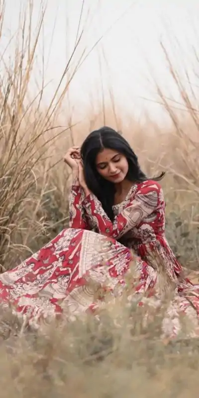 PC 363 Red Color Chant Crepe Kalamkari printed Work Gown Casual, Party Wear, Events, Festivals Wear Etc. Expected Delivery 4-6 Working Days @2029/- | Bollywood Gowns, Creative Gowns, Designer Gowns, Embroidered Gowns, Gowns, Party Wear Gowns