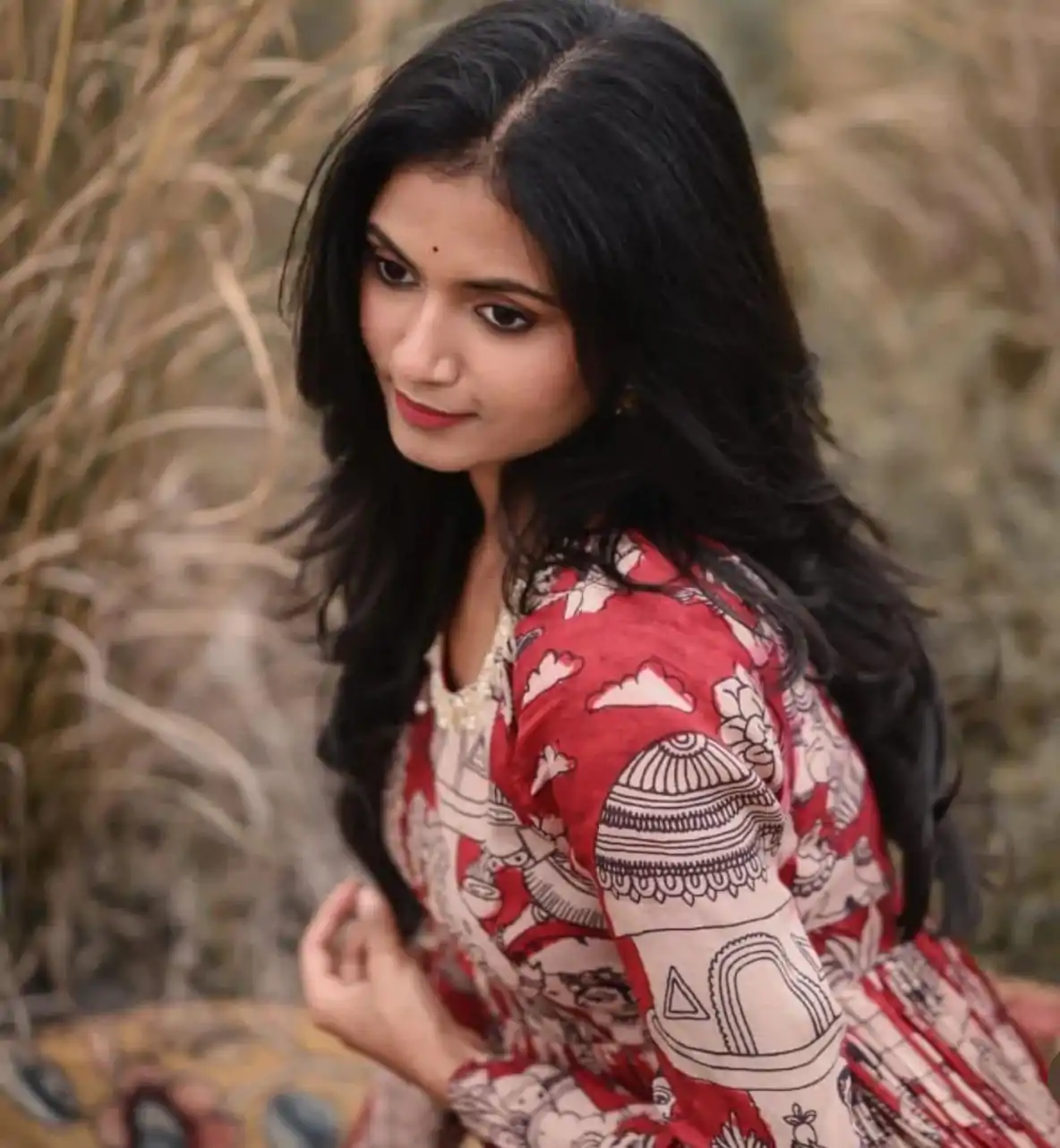 PC 363 Red Color Chant Crepe Kalamkari printed Work Gown Casual, Party Wear, Events, Festivals Wear Etc. Expected Delivery 4-6 Working Days @2029/- | Bollywood Gowns, Creative Gowns, Designer Gowns, Embroidered Gowns, Gowns, Party Wear Gowns