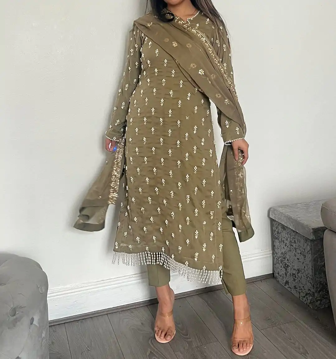 RTC 5729 Mehndi Color Georgette Fancy Lace Border Salwar Suit Casual, Wedding, Party, Festive, Events. Expected Delivery 4-6 Working Days @2249/- | Bollywood Kurti, Creative Kurtis, Designer Kurti, Kurti, Party Wear Kurti, Selfie Kurti