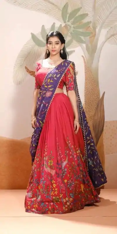 PC 376 Red Color Chant Crepe Kalamkari Printed Lehenga Choli Casual, Party Wear, Events, Festivals Wear Expected Delivery 4-6 Working Days @2099/- | Bollywood Lehenga, Creative Lehenga, Designer Lehenga, Embroidered Lehenga, Lehenga, Party Wear Lehenga