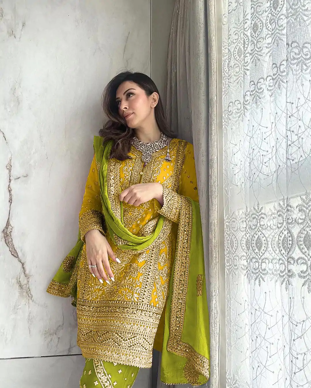 SSR 447 Yellow Color Georgette Embroidery Salwar Suit Wedding, Party, Festive, Events Expected Delivery 4-6 Working Days @ 2249/- Only | Casual Suits, Creative suits, Designer Suits, Party Wear Suits, Salwar suit, Straight Suits