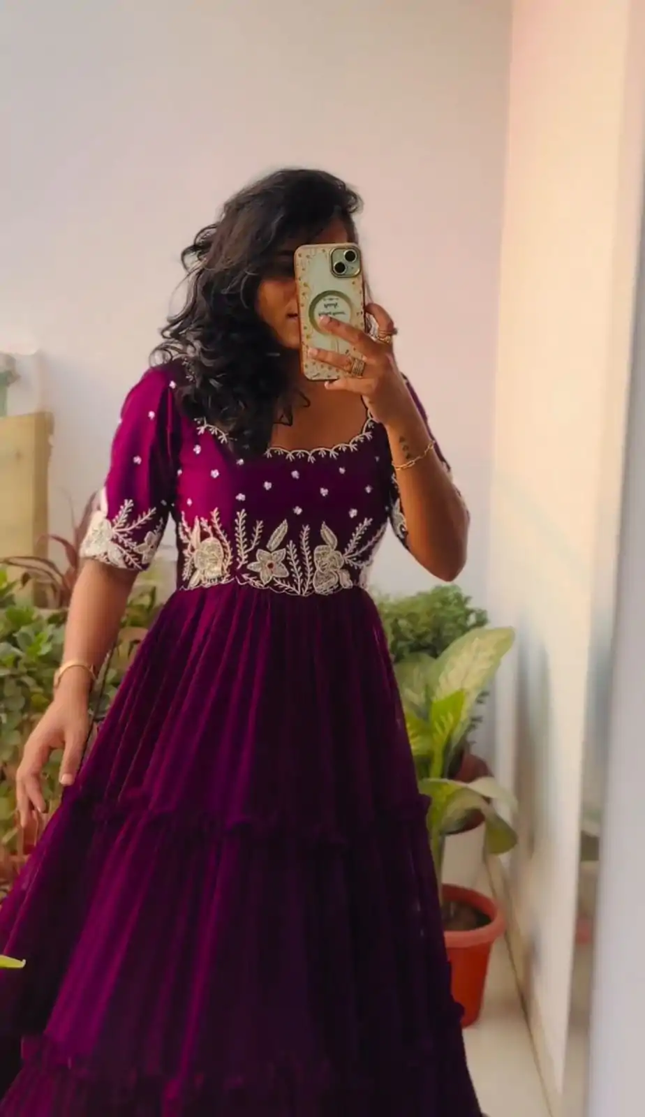 PC 378 Purple Color Fox Georgette Embroidery Thread Gown Casual, Party Wear, Events, Festivals Wear Etc. Expected Delivery 4-6 Working Days @1849/- | Bollywood Gowns, Creative Gowns, Designer Gowns, Embroidered Gowns, Gowns, Party Wear Gowns