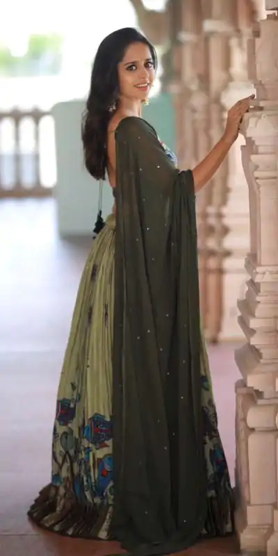 PC 291 Green Color Chant Crepe Kalamkari Printed Lehenga Choli Casual, Party Wear, Events, Festivals Wear Expected Delivery 4-6 Working Days @2049/- | Bollywood Lehenga, Creative Lehenga, Designer Lehenga, Embroidered Lehenga, Lehenga, Party Wear Lehenga