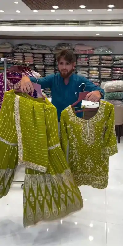 RTC 5723 Mehndi Color Georgette Thread Sequence Salwar Suit Wedding, Party, Festive, Events Etc. Expected Delivery 4-6 Working Days @2549/- | Jump Suits, Casual Suits, Creative suits, Designer Suits, Palazzo Suits, Party Wear Suits, Patiala Suits, Salwar suit, Straight Suits