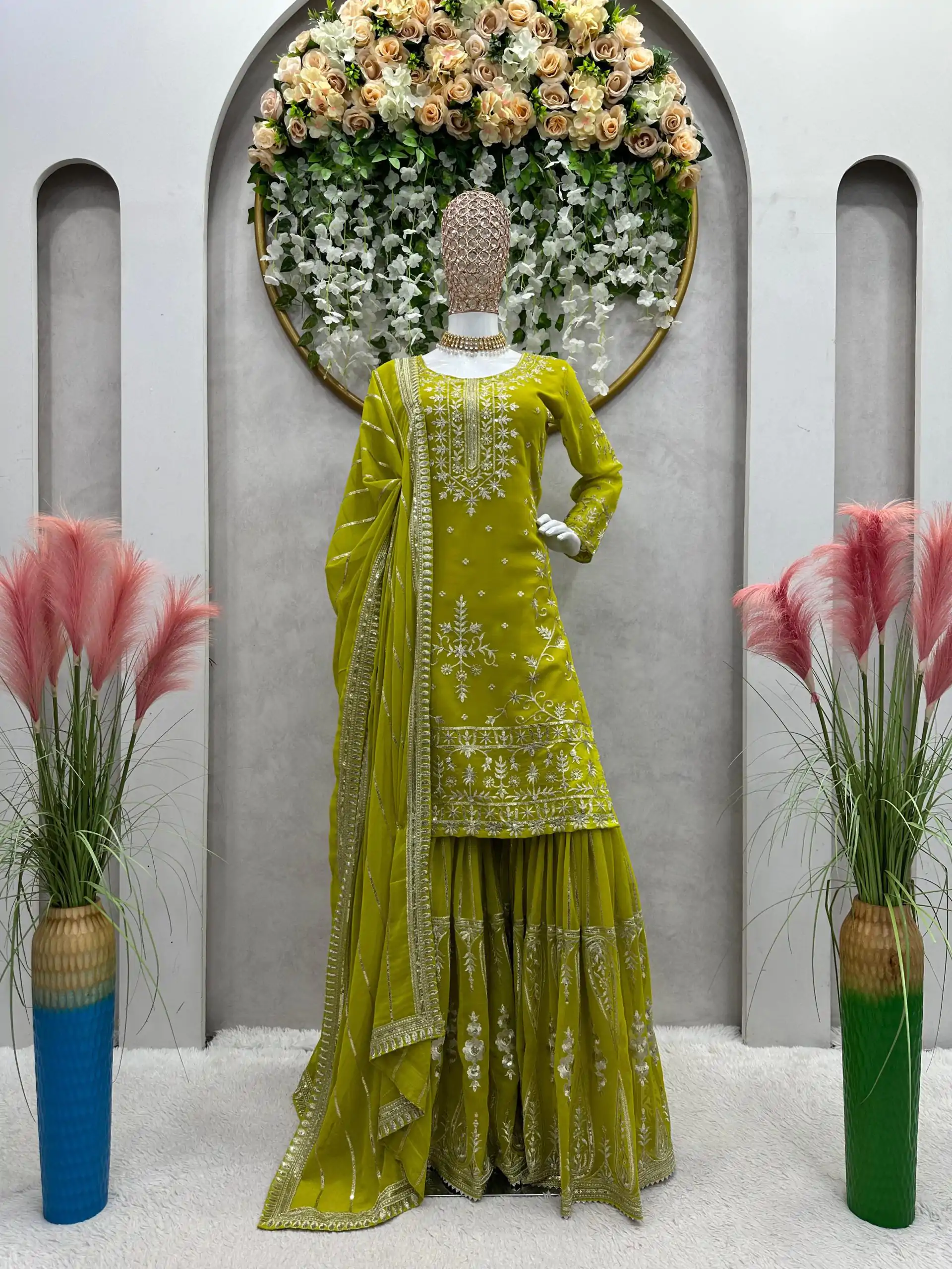 RTC 5723 Mehndi Color Georgette Thread Sequence Salwar Suit Wedding, Party, Festive, Events Etc. Expected Delivery 4-6 Working Days @2549/- | Jump Suits, Casual Suits, Creative suits, Designer Suits, Palazzo Suits, Party Wear Suits, Patiala Suits, Salwar suit, Straight Suits