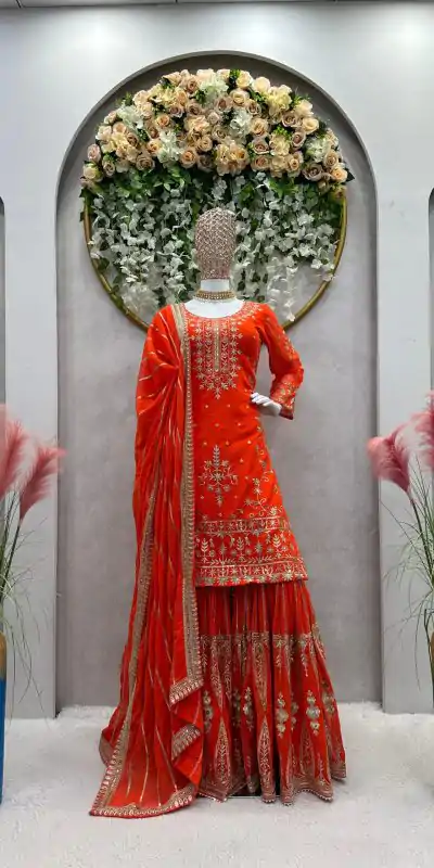 RTC 5723 Orange Color Georgette Thread Sequence Salwar Suit Wedding, Party, Festive, Events Etc. Expected Delivery 4-6 Working Days @2549/- | Jump Suits, Casual Suits, Creative suits, Designer Suits, Palazzo Suits, Party Wear Suits, Patiala Suits, Salwar suit, Straight Suits