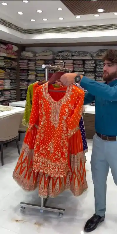 RTC 5723 Orange Color Georgette Thread Sequence Salwar Suit Wedding, Party, Festive, Events Etc. Expected Delivery 4-6 Working Days @2549/- | Jump Suits, Casual Suits, Creative suits, Designer Suits, Palazzo Suits, Party Wear Suits, Patiala Suits, Salwar suit, Straight Suits