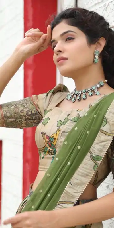 PC 337 Chiku Color Malhari Silk Kalamkari Printed Lehenga Choli Casual, Party Wear, Events, Festivals Wear Expected Delivery 4-6 Working Days @2099/- | Bollywood Lehenga, Creative Lehenga, Designer Lehenga, Embroidered Lehenga, Lehenga, Party Wear Lehenga