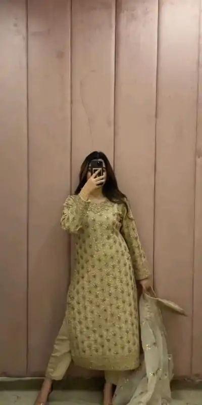 ZSR 3064 Golden Color Georgette Thread Georgette Salwar Suit Casual, Wedding, Festive, Events Expected Delivery 4-6 Working Days @2099/- | Jump Suits, Casual Suits, Creative suits, Designer Suits, Palazzo Suits, Party Wear Suits, Patiala Suits, Salwar suit, Straight Suits