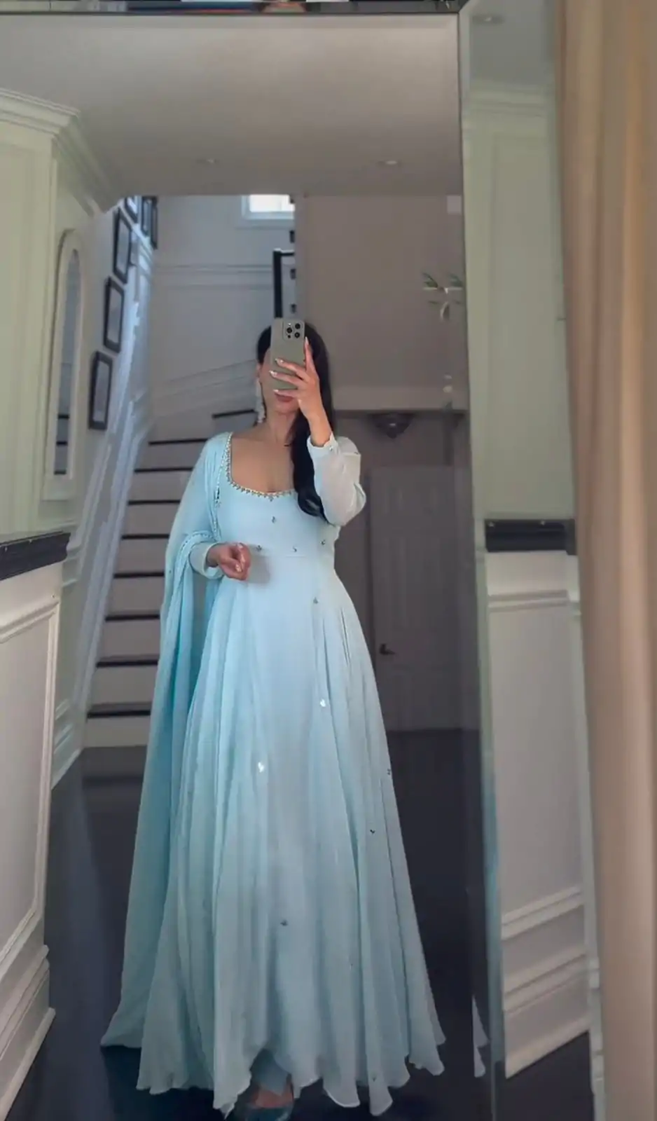 RTC 5627 (A) Sky Blue Color Foix Georgette Real Mirror Salwar Suit Wedding, Party, Festive, Events Etc. Expected Delivery 4-6 Working Days @1949/- | Jump Suits, Casual Suits, Creative suits, Designer Suits, Palazzo Suits, Party Wear Suits, Patiala Suits, Salwar suit, Straight Suits