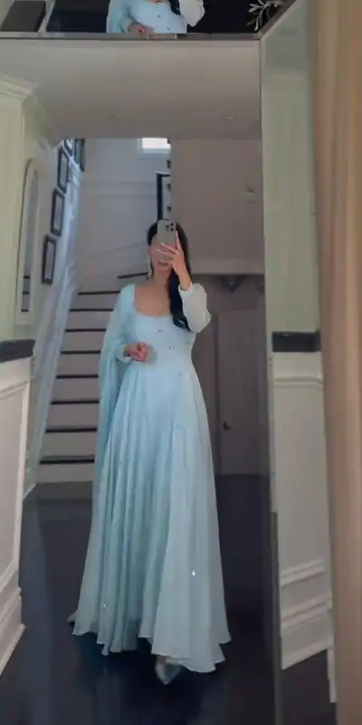 RTC 5627 (A) Sky Blue Color Foix Georgette Real Mirror Salwar Suit Wedding, Party, Festive, Events Etc. Expected Delivery 4-6 Working Days @1949/- | Jump Suits, Casual Suits, Creative suits, Designer Suits, Palazzo Suits, Party Wear Suits, Patiala Suits, Salwar suit, Straight Suits