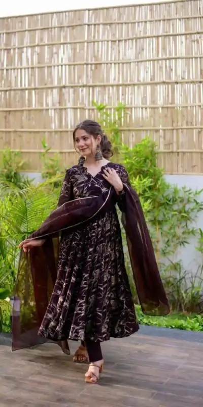 RTC 5529 Coffee Color Georgette Digital Printed Salwar Suit Wedding, Party, Festive, Events Etc. Expected Delivery 4-6 Working Days @1499/- | Jump Suits, Casual Suits, Creative suits, Designer Suits, Palazzo Suits, Party Wear Suits, Patiala Suits, Salwar suit, Straight Suits