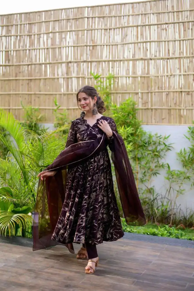 RTC 5529 Coffee Color Georgette Digital Printed Salwar Suit Wedding, Party, Festive, Events Etc. Expected Delivery 4-6 Working Days @1499/- | Jump Suits, Casual Suits, Creative suits, Designer Suits, Palazzo Suits, Party Wear Suits, Patiala Suits, Salwar suit, Straight Suits