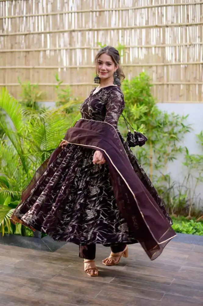 RTC 5529 Coffee Color Georgette Digital Printed Salwar Suit Wedding, Party, Festive, Events Etc. Expected Delivery 4-6 Working Days @1499/- | Jump Suits, Casual Suits, Creative suits, Designer Suits, Palazzo Suits, Party Wear Suits, Patiala Suits, Salwar suit, Straight Suits