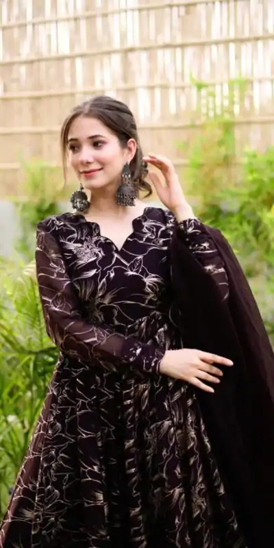 RTC 5529 Coffee Color Georgette Digital Printed Salwar Suit Wedding, Party, Festive, Events Etc. Expected Delivery 4-6 Working Days @1499/- | Jump Suits, Casual Suits, Creative suits, Designer Suits, Palazzo Suits, Party Wear Suits, Patiala Suits, Salwar suit, Straight Suits