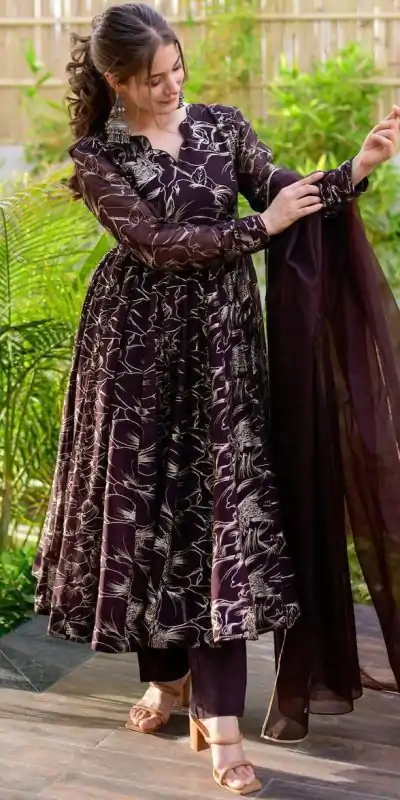 RTC 5529 Coffee Color Georgette Digital Printed Salwar Suit Wedding, Party, Festive, Events Etc. Expected Delivery 4-6 Working Days @1499/- | Jump Suits, Casual Suits, Creative suits, Designer Suits, Palazzo Suits, Party Wear Suits, Patiala Suits, Salwar suit, Straight Suits