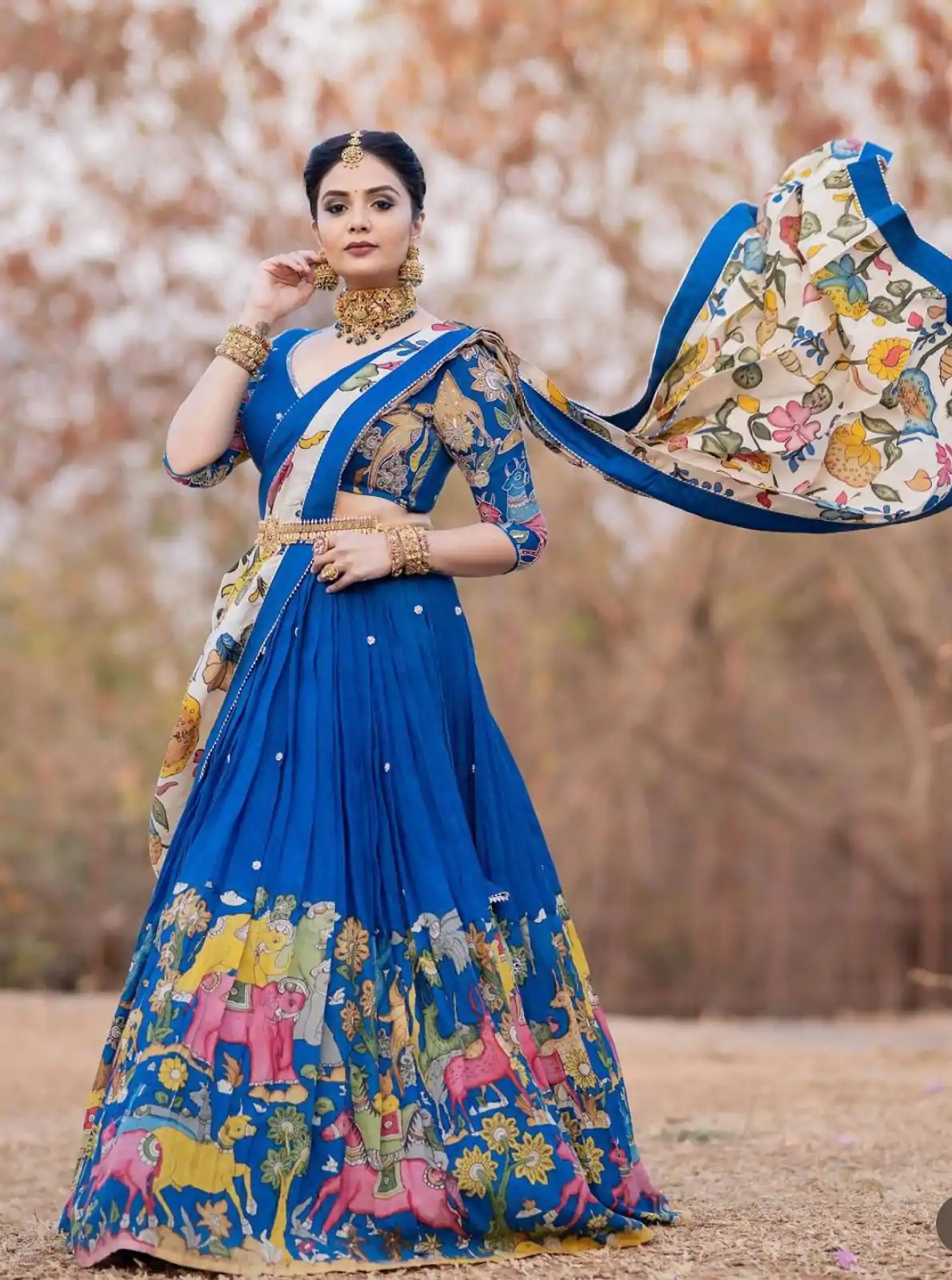 PC 357 Blue Color Chant Crepe Kalamkari Printed Lehenga Choli Casual, Party Wear, Events, Festivals Wear Expected Delivery 4-6 Working Days @2099/- | Bollywood Lehenga, Creative Lehenga, Designer Lehenga, Embroidered Lehenga, Lehenga, Party Wear Lehenga