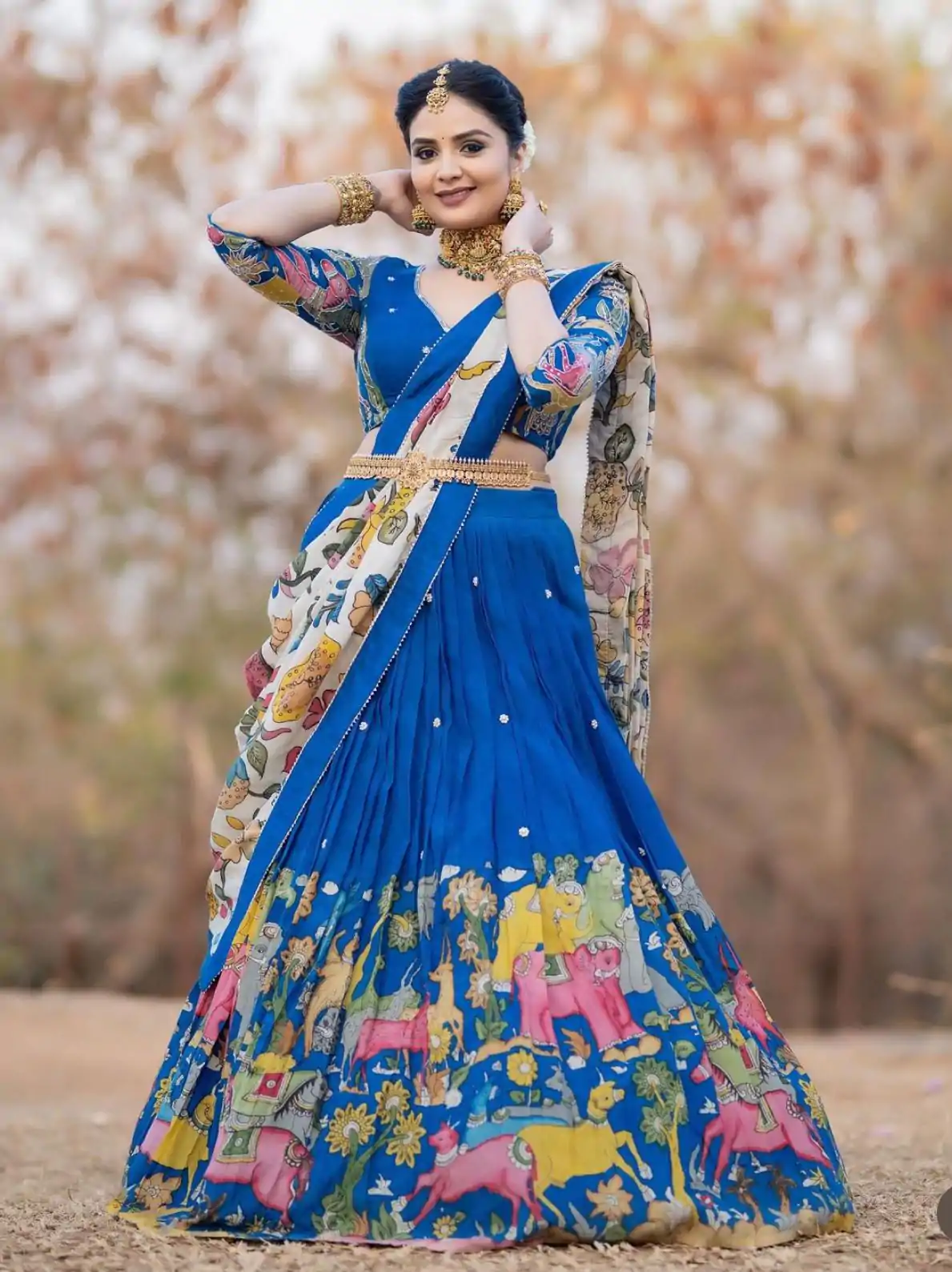 PC 357 Blue Color Chant Crepe Kalamkari Printed Lehenga Choli Casual, Party Wear, Events, Festivals Wear Expected Delivery 4-6 Working Days @2099/- | Bollywood Lehenga, Creative Lehenga, Designer Lehenga, Embroidered Lehenga, Lehenga, Party Wear Lehenga