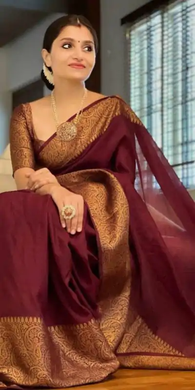 KP 3042 Maroon Color Soft Lichi Silk Jacquard On All Over Saree Casual, Party Wear, Wedding, Events Etc. Expected Delivery 4-6 Working Days @1349/- | Bollywood Sarees, Creative Sarees, Designer Sarees, Embroidered Sarees, Ethnic Saree, Modern Digital sarees, Party Wear Sarees, Sarees