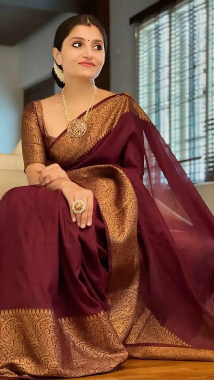 KP 3042 Maroon  Color Soft Lichi Silk Jacquard On All Over Saree Casual, Party Wear, Wedding, Events Etc. Expected Delivery 4-6 Working Days @1349/- | Bollywood Sarees, Creative Sarees, Designer Sarees, Embroidered Sarees, Ethnic Saree, Modern Digital sarees, Party Wear Sarees, Sarees