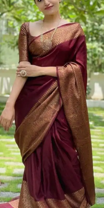KP 3042 Maroon Color Soft Lichi Silk Jacquard On All Over Saree Casual, Party Wear, Wedding, Events Etc. Expected Delivery 4-6 Working Days @1349/- | Bollywood Sarees, Creative Sarees, Designer Sarees, Embroidered Sarees, Ethnic Saree, Modern Digital sarees, Party Wear Sarees, Sarees