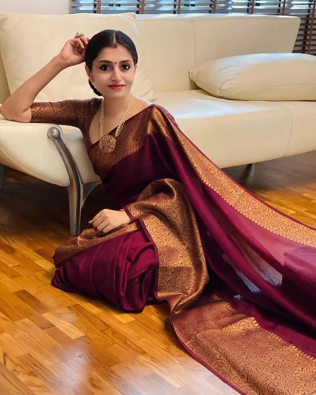 KP 3042 Maroon  Color Soft Lichi Silk Jacquard On All Over Saree Casual, Party Wear, Wedding, Events Etc. Expected Delivery 4-6 Working Days @1349/- | Bollywood Sarees, Creative Sarees, Designer Sarees, Embroidered Sarees, Ethnic Saree, Modern Digital sarees, Party Wear Sarees, Sarees