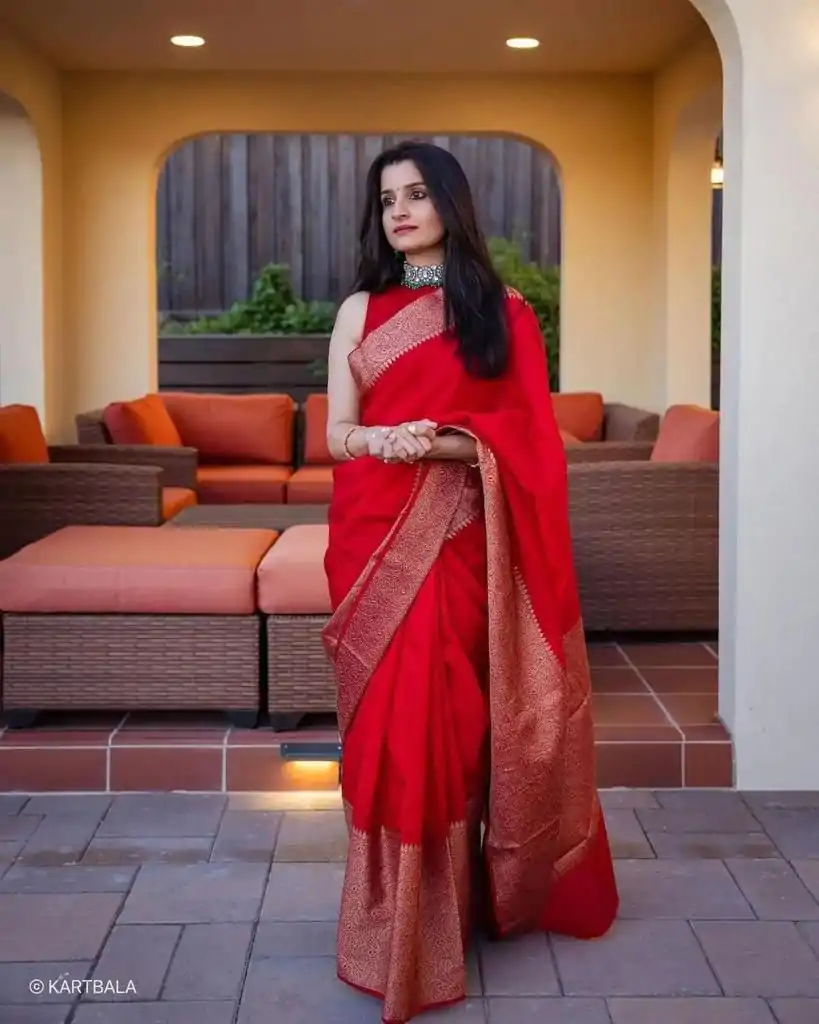 KP 3042 Red Color Soft Lichi Silk Jacquard On All Over Saree Casual, Party Wear, Wedding, Events Etc. Expected Delivery 4-6 Working Days @1349/- | Bollywood Sarees, Creative Sarees, Designer Sarees, Embroidered Sarees, Ethnic Saree, Modern Digital sarees, Party Wear Sarees, Sarees