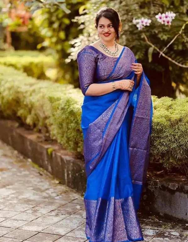 KP 3042 Royal Blue Color Soft Lichi Silk Jacquard On All Over Saree Casual, Party Wear, Wedding, Events Etc. Expected Delivery 4-6 Working Days @1349/- | Bollywood Sarees, Creative Sarees, Designer Sarees, Embroidered Sarees, Ethnic Saree, Modern Digital sarees, Party Wear Sarees, Sarees