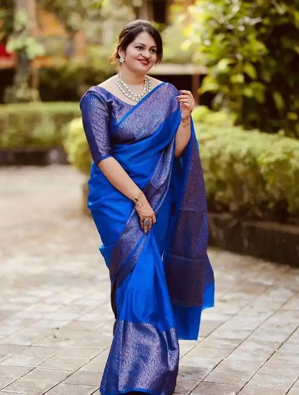 KP 3042 Royal Blue Color Soft Lichi Silk Jacquard On All Over Saree Casual, Party Wear, Wedding, Events Etc. Expected Delivery 4-6 Working Days @1349/- | Bollywood Sarees, Creative Sarees, Designer Sarees, Embroidered Sarees, Ethnic Saree, Modern Digital sarees, Party Wear Sarees, Sarees