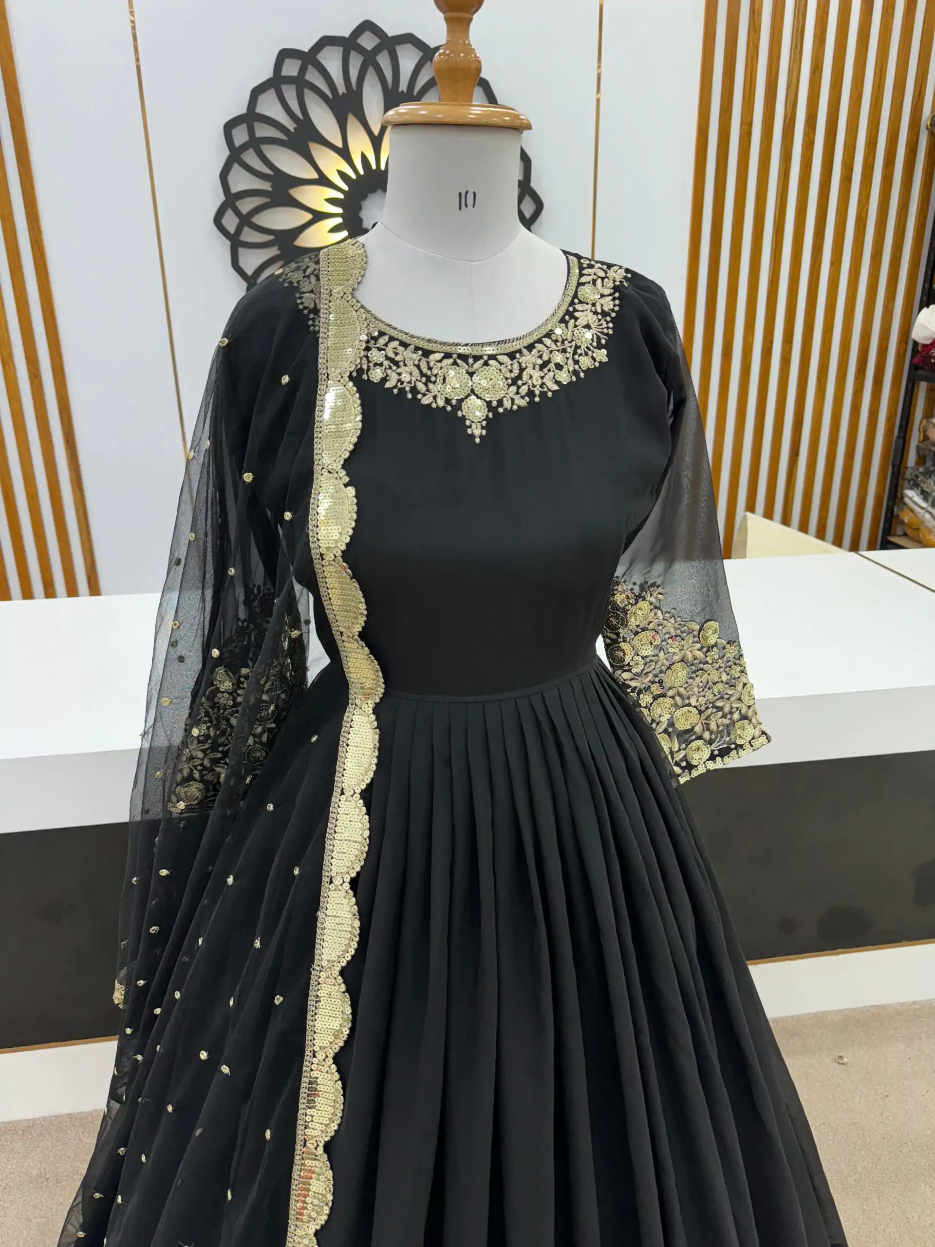 ZF 388 Black Color Georgette Embroidery Anarkali Gown Casual, Wedding, Party, Festive, Events Etc. Expected Delivery 4-6 Working Days @2149/- | Anarkali Suits, Bollywood Anarkali, Creative-Anarkali, Designer Anarkali, Embroidered Anarkali