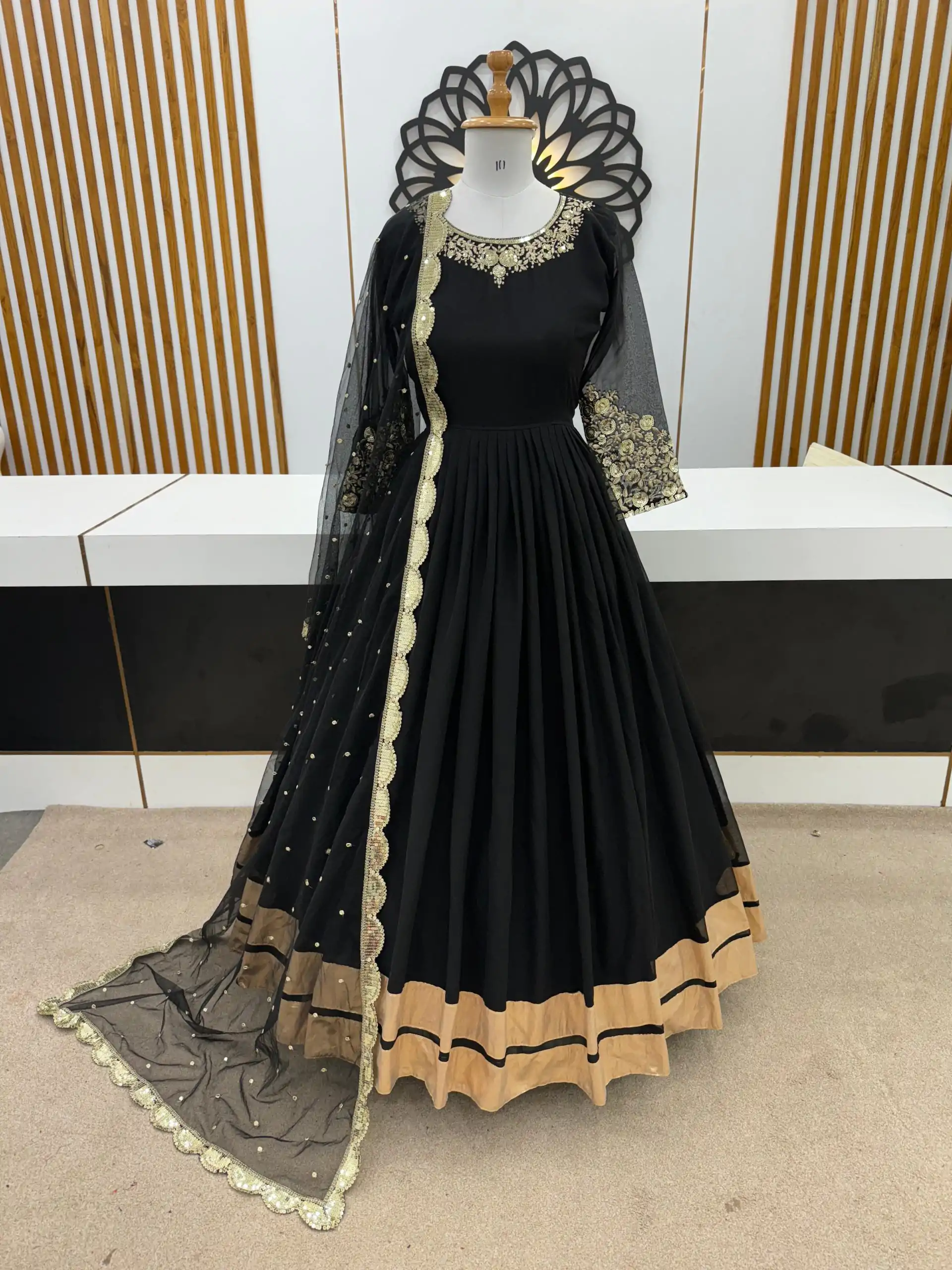 ZF 388 Black Color Georgette Embroidery Anarkali Gown Casual, Wedding, Party, Festive, Events Etc. Expected Delivery 4-6 Working Days @2149/- | Anarkali Suits, Bollywood Anarkali, Creative-Anarkali, Designer Anarkali, Embroidered Anarkali