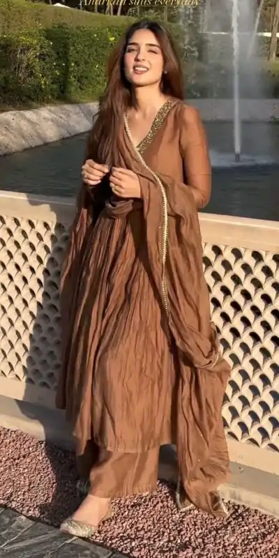 AD 152 Brown Color Pure Chinon Silk Embroidery Sharara Suit Fancy Full Sleeve Wedding, Party, Festive, Events Etc. Expected Delivery 4-6 Working Days @1799/ | Jump Suits, Casual Suits, Creative suits, Designer Suits, Palazzo Suits, Party Wear Suits, Patiala Suits, Salwar suit, Straight Suits