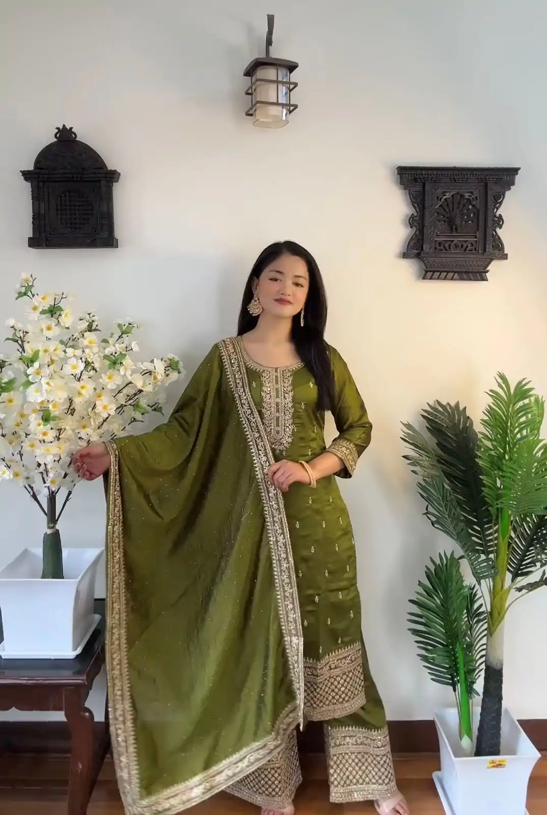 SRK 5140 Green Color Pure Chinnon Silk Embroidery Sequence Salwar Suit Wedding, Party, Festive, Events Expected Delivery 4-6 Working Days @ 1899/- | Jump Suits, Casual Suits, Creative suits, Designer Suits, Palazzo Suits, Party Wear Suits, Patiala Suits, Salwar suit, Straight Suits
