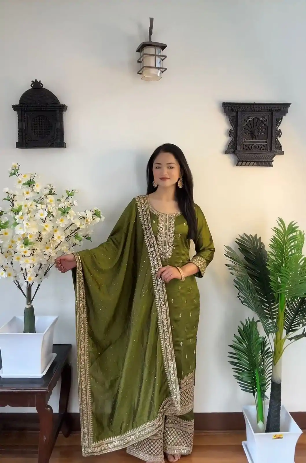 SRK 5140 Green Color Pure Chinnon Silk Embroidery Sequence Salwar Suit Wedding, Party, Festive, Events Expected Delivery 4-6 Working Days @ 1899/- | Jump Suits, Casual Suits, Creative suits, Designer Suits, Palazzo Suits, Party Wear Suits, Patiala Suits, Salwar suit, Straight Suits