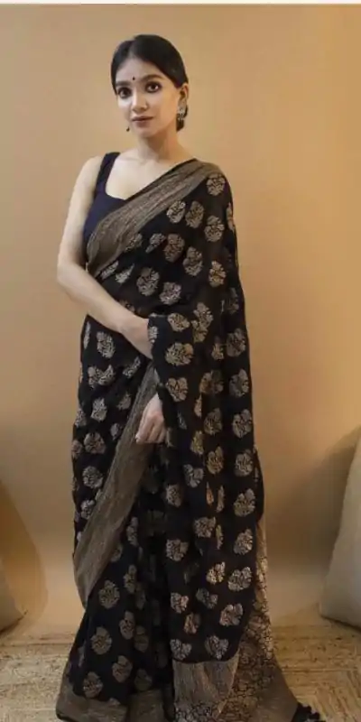 KP 1082 Black Color Soft Lichi Silk Jacquard On All Over Saree Casual, Party Wear, Wedding, Events Etc. Expected Delivery 4-6 Working Days @1399/- | Bollywood Sarees, Creative Sarees, Designer Sarees, Embroidered Sarees, Ethnic Saree, Modern Digital sarees, Party Wear Sarees, Sarees