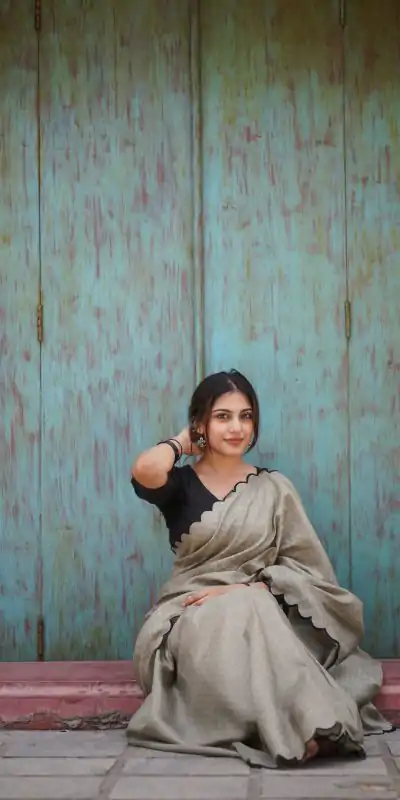 YNF 7105 Grey Color Cotton Lucknowi Work Saree Casual Party Wear, Wedding, Events Etc. Expected Delivery 4-6 Working Days @1749 | Bollywood Sarees, Creative Sarees, Designer Sarees, Embroidered Sarees, Ethnic Saree, Modern Digital sarees, Party Wear Sarees, Sarees