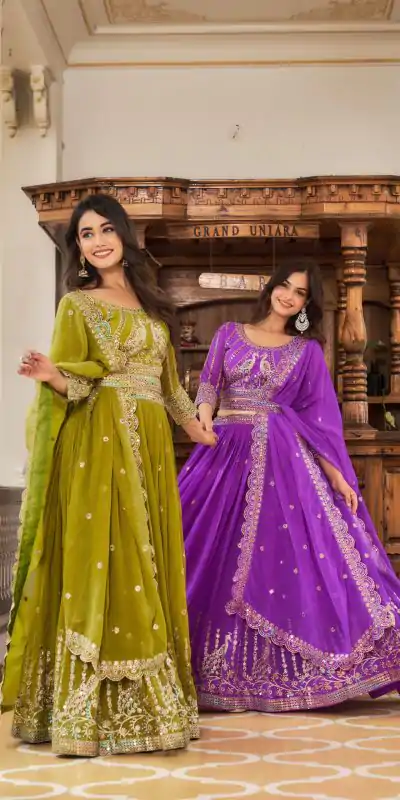 Ram 027 Violet Color Georgette Multi Sequence Work Lehenga Choli Casual, Wedding, Festive, Events Expected Delivery 4-6 Working Days @3049/- | Bollywood Lehenga, Creative Lehenga, Designer Lehenga, Embroidered Lehenga, Lehenga, Party Wear Lehenga