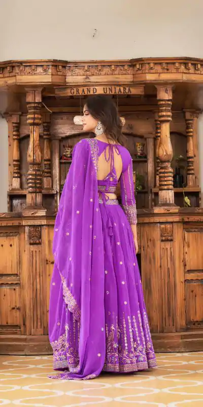 Ram 027 Violet Color Georgette Multi Sequence Work Lehenga Choli Casual, Wedding, Festive, Events Expected Delivery 4-6 Working Days @3049/- | Bollywood Lehenga, Creative Lehenga, Designer Lehenga, Embroidered Lehenga, Lehenga, Party Wear Lehenga