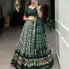 LNB 1223 Green Color Aglow Tussar Silk Ikkat Print Foil Work Lehenga Choli Wedding, Festive, Events Expected Delivery 4-6 Working Days@2449/- Only | Bollywood Lehenga, Creative Lehenga, Designer Lehenga, Embroidered Lehenga, Lehenga, Party Wear Lehenga