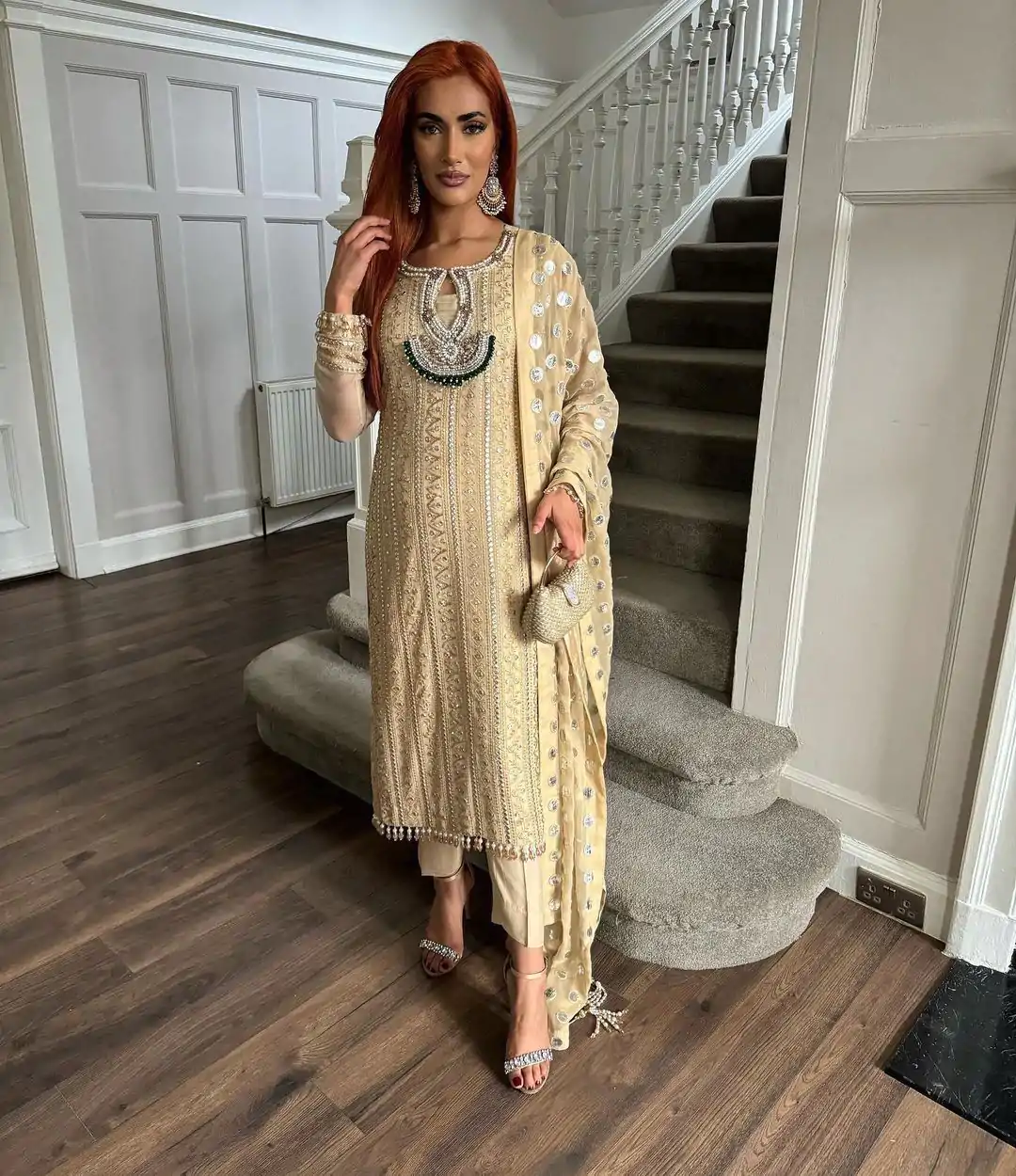 RTC 5676 Cream Color Alluring Georgette Thread Sequence Salwar Suit Casual, Wedding, Party, Festive, Events. Expected Delivery 4-6 Working Days @1699/- | Bollywood Kurti, Creative Kurtis, Designer Kurti, Kurti, Party Wear Kurti, Selfie Kurti