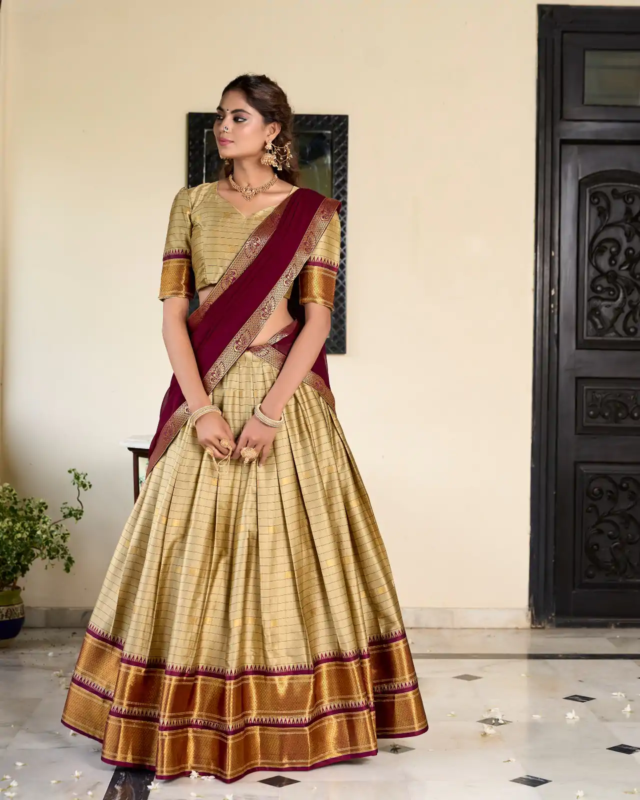 LNB 2050 Chiku Color Graceful Cotton Silk Weaving Paithani Concept Lehenga Choli Wedding, Festive, Events Expected Delivery 4-6 Working Days@2049/- Only | Bollywood Lehenga, Creative Lehenga, Designer Lehenga, Embroidered Lehenga, Lehenga, Party Wear Lehenga